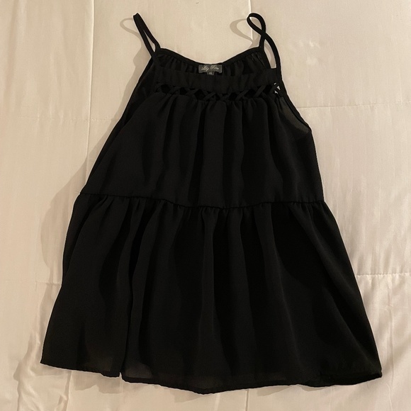 Lily Rose Black Chiffon Tank with Cut Outs (Size XS) - Picture 1 of 3
